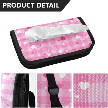 Car Tissue Holder Car Visor Organizer Tissue Box Holder for Car Sun Visor Organizer with Car Vehicle Accessories Essentials Interior for Women Men Pink Checkerboard Heart Speckle