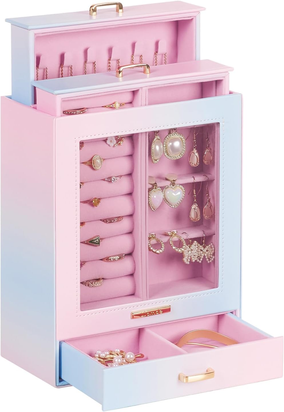 Display Jewelry Box for Girls: Starter Organizer with Clear Window