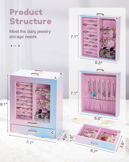 Display Jewelry Box for Girls: Starter Organizer with Clear Window
