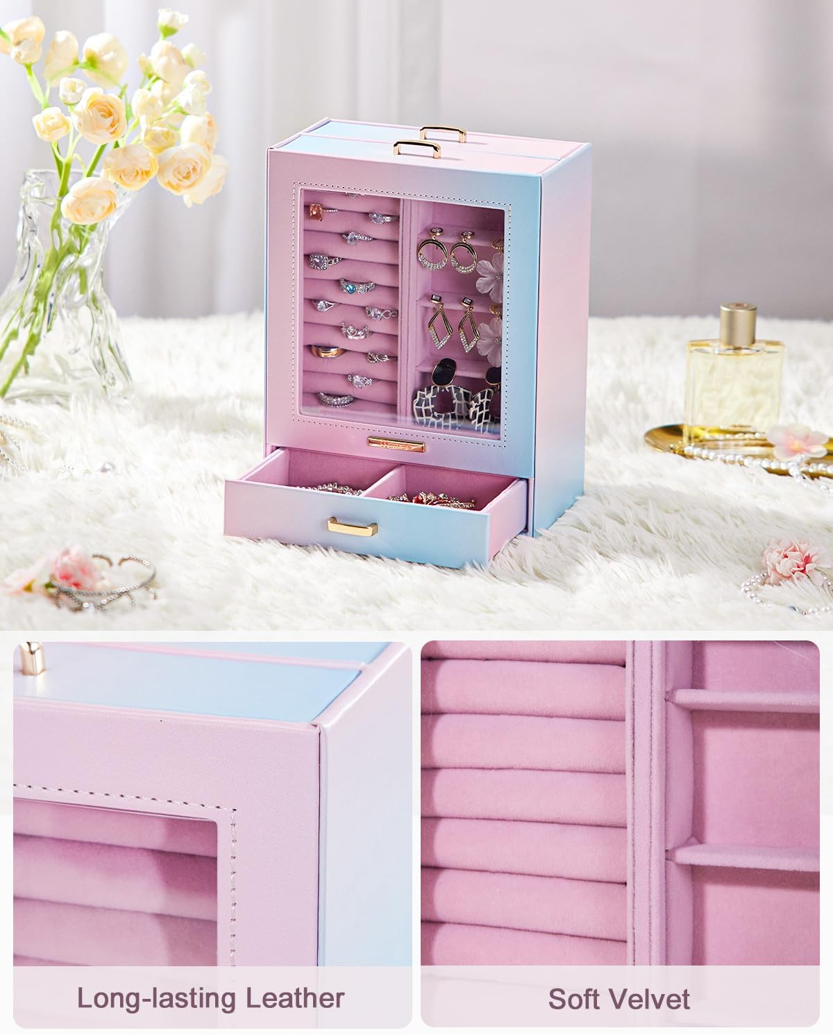 Display Jewelry Box for Girls: Starter Organizer with Clear Window