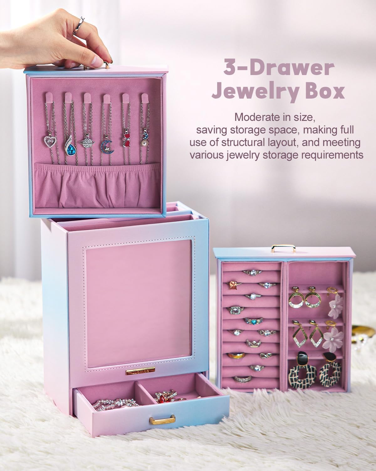 Display Jewelry Box for Girls: Starter Organizer with Clear Window