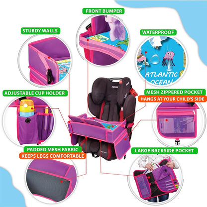 Kids Travel Tray - Toddler Car Seat Tray & Lap Desk - Pink