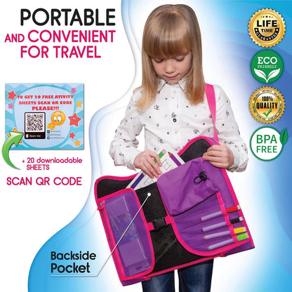 Kids Travel Tray - Toddler Car Seat Tray & Lap Desk - Pink