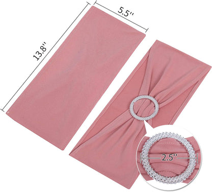 25pcs Dusty Pink Spandex Chair Sashes with Buckle Slider for Wedding, Party Decoration