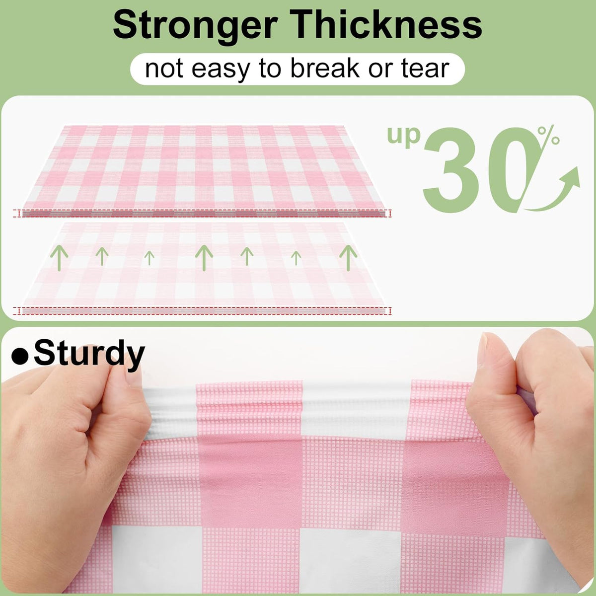 12 Packs Buffalo Disposable Table Cloth, 54 x 108 Inch Waterproof Plastic Tablecloth, Rectangle Pink and White Checkered Table Covers for Picnic, Birthday, Party, Back to School
