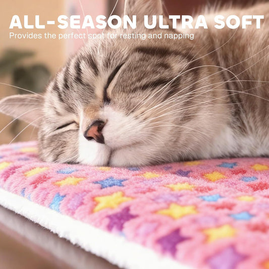 Cat Bed Ultra Soft Dog Crate Pad Star Print 14 x 17.5 inch Pink