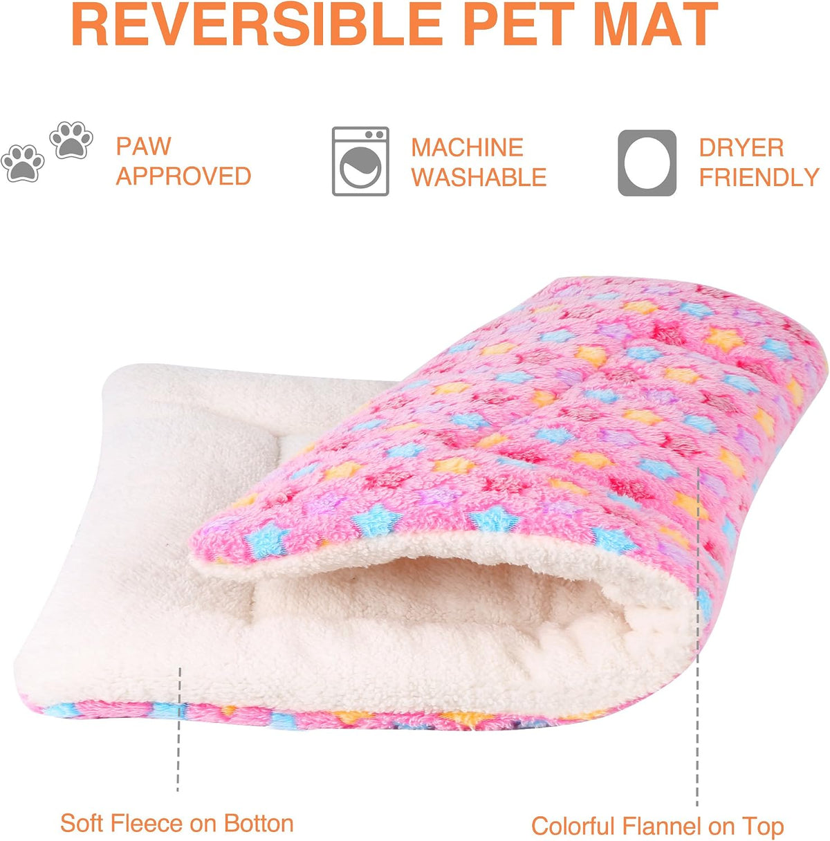 Cat Bed Ultra Soft Dog Crate Pad Star Print 14 x 17.5 inch Pink