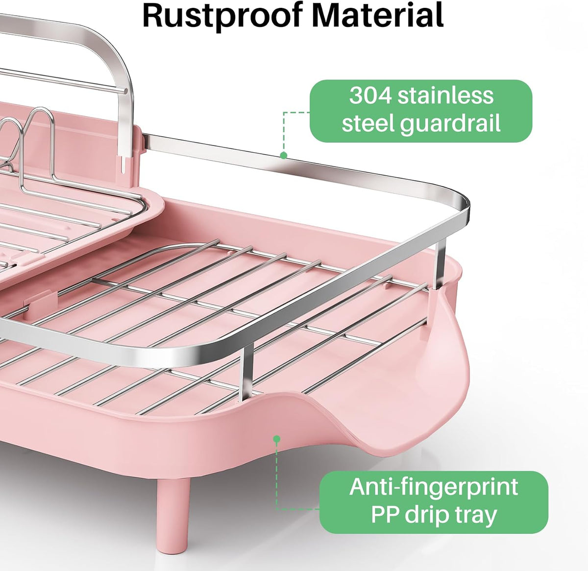 Expandable Dish Drying Rack for Small Kitchen Counter, Pink