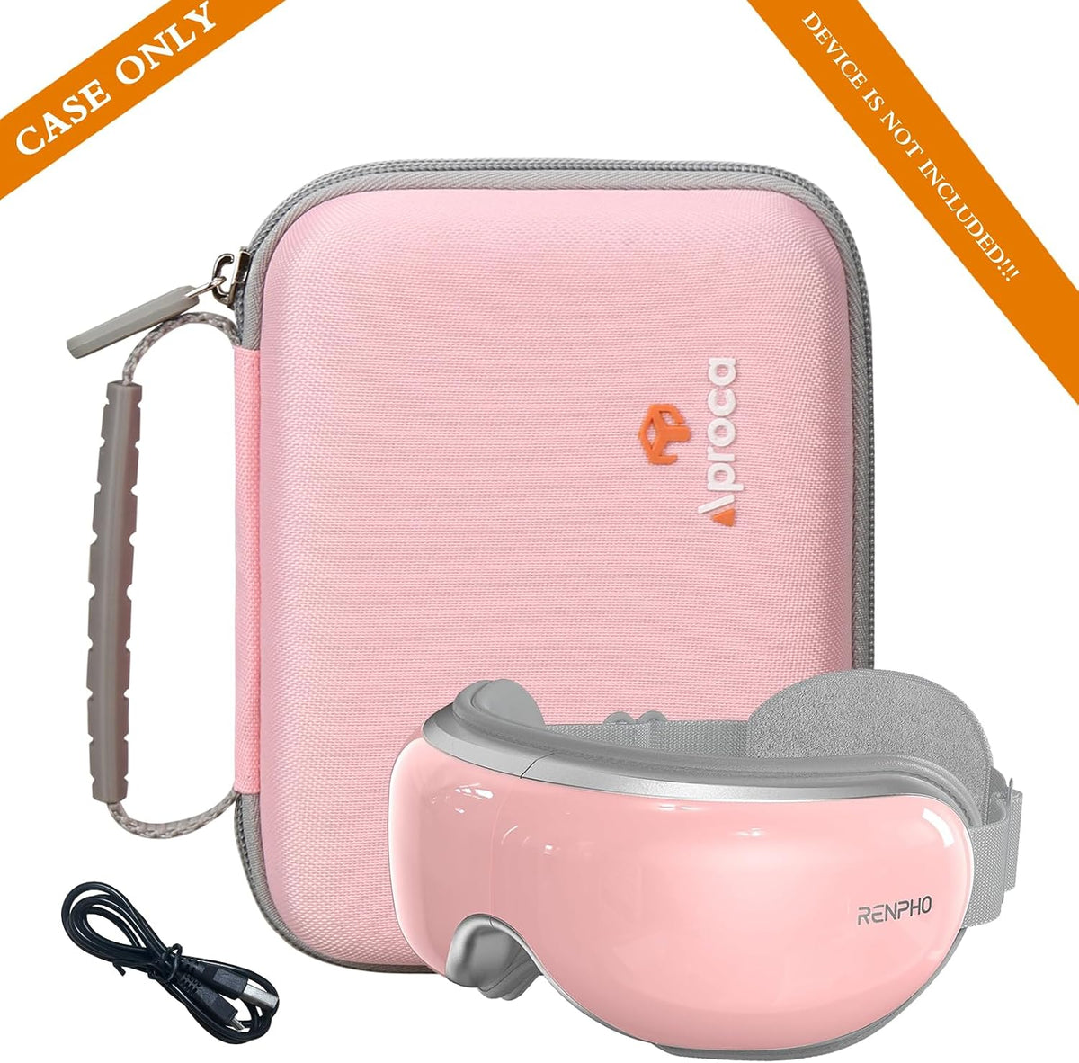 Case Compatible with RENPHO Eyeris 3 2 1 Eye Massager Heated Eye Mask, Portable Storage Protective Bag for Accessories -Pink (Case Only)