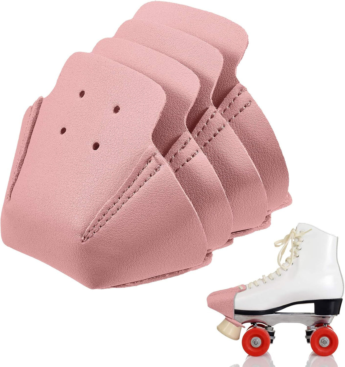 4 Pieces Toe Cap Guards Protectors Toe Caps Artificial Leather Roller Skate Protectors for Quad Roller Skate