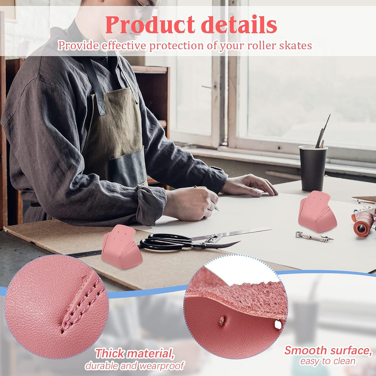 4 Pieces Toe Cap Guards Protectors Toe Caps Artificial Leather Roller Skate Protectors for Quad Roller Skate