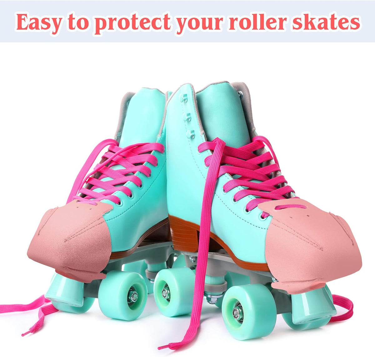 4 Pieces Toe Cap Guards Protectors Toe Caps Artificial Leather Roller Skate Protectors for Quad Roller Skate