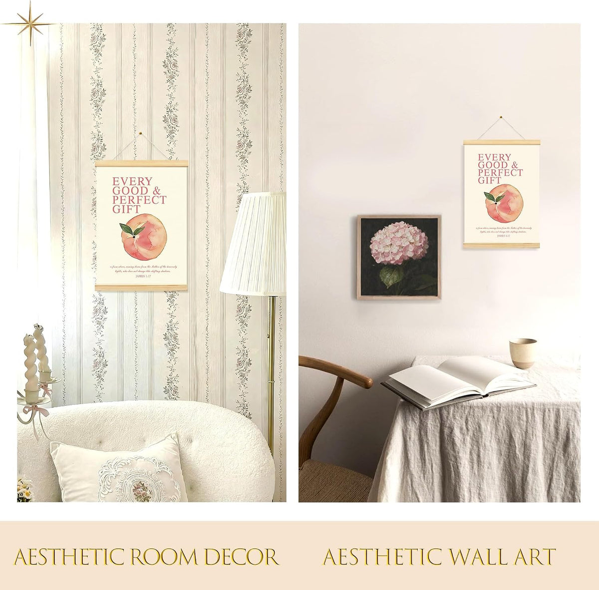 Pink Peach Fruits Wall Art Decor Posters, Cute Pink Peach Christian Room Bathroom Bedroom Dorm Wall Art Decor Aesthetic for College Teen Girls Coquette Gifts, Inspirational Bible Verses Wall Decor, Canvas Hanging Poster Framed 12x16 Inch