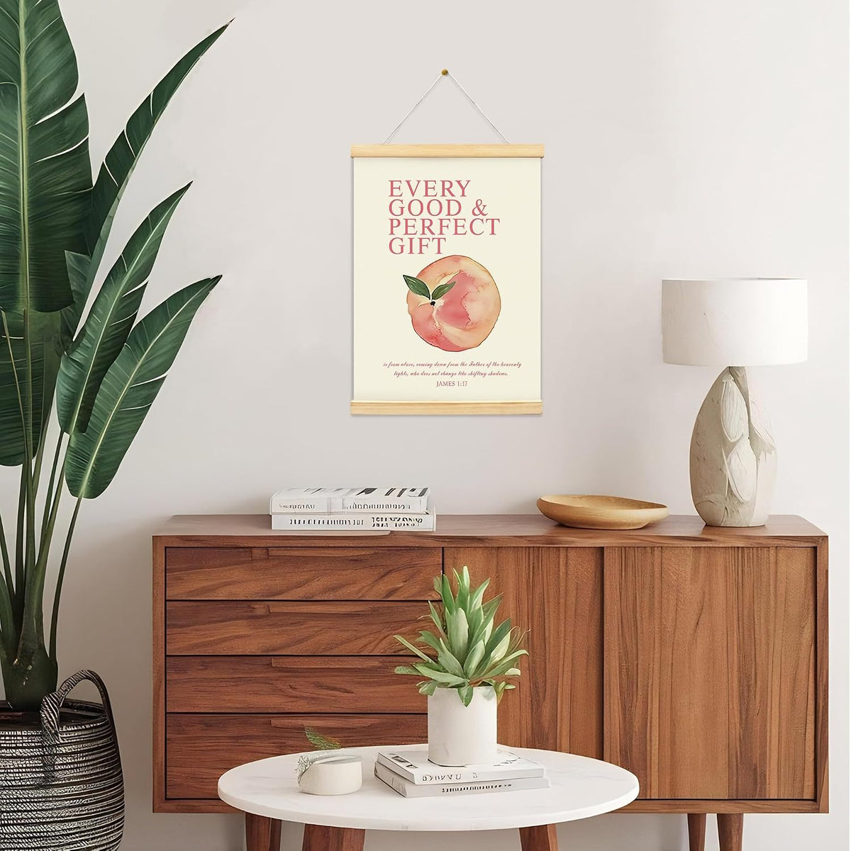 Pink Peach Fruits Wall Art Decor Posters, Cute Pink Peach Christian Room Bathroom Bedroom Dorm Wall Art Decor Aesthetic for College Teen Girls Coquette Gifts, Inspirational Bible Verses Wall Decor, Canvas Hanging Poster Framed 12x16 Inch