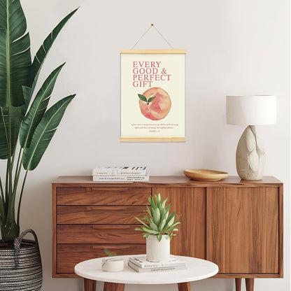 Pink Peach Fruits Wall Art Decor Posters, Cute Pink Peach Christian Room Bathroom Bedroom Dorm Wall Art Decor Aesthetic for College Teen Girls Coquette Gifts, Inspirational Bible Verses Wall Decor, Canvas Hanging Poster Framed 12x16 Inch