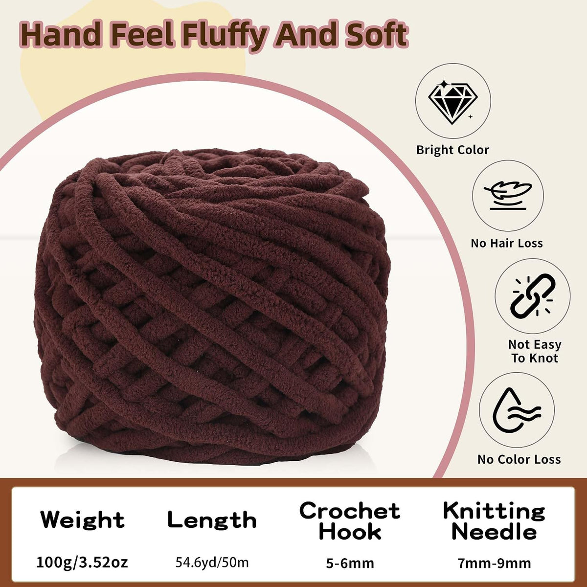 3 Pack Plush Chenille Chunky Yarn for Crocheting 100g(54.6yd) - Bulky Thick Fluffy Yarn for Knitting- Soft Velvet for Baby, Blanket Knitting Blanket Yarns- Amigurumi Yarns (3-Pink)