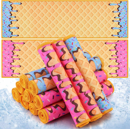 12 Pcs Baseball Ice Cream Drip Cooling Towel Microfiber Absorbent Lightweight Sport Cooling Towel Sweat Sport Rags for Baseball Team Coach Gifts Event Yoga Running Gym (Pink Blue,30 x 9 Inch)