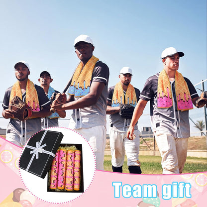 12 Pcs Baseball Ice Cream Drip Cooling Towel Microfiber Absorbent Lightweight Sport Cooling Towel Sweat Sport Rags for Baseball Team Coach Gifts Event Yoga Running Gym (Pink Blue,30 x 9 Inch)