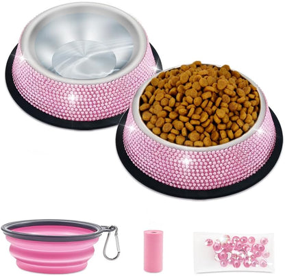 Rhinestone Cat Bowls Rhinestone Dog Bowls, Pink Cat Food Bowl