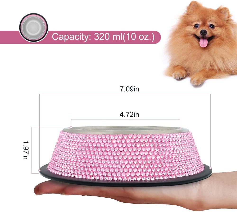 Rhinestone Cat Bowls Rhinestone Dog Bowls, Pink Cat Food Bowl