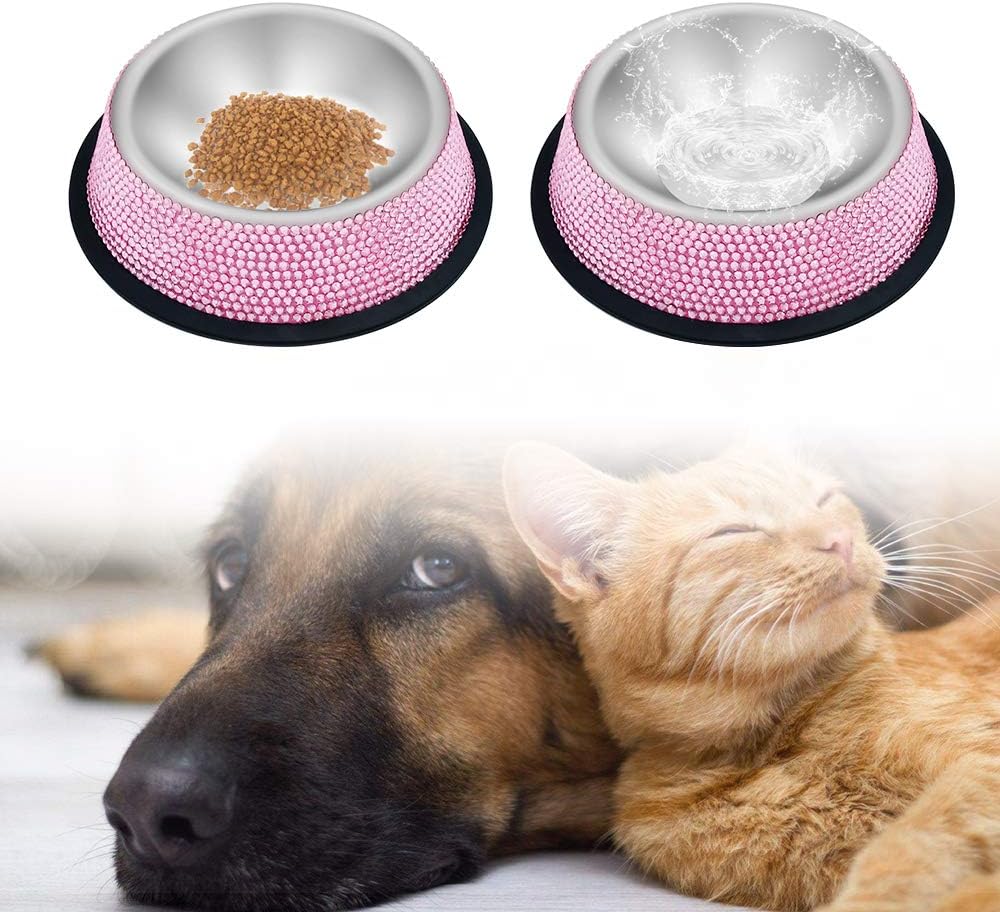 Rhinestone Cat Bowls Rhinestone Dog Bowls, Pink Cat Food Bowl