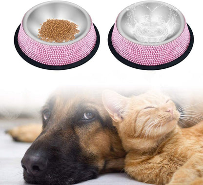 Rhinestone Cat Bowls Rhinestone Dog Bowls, Pink Cat Food Bowl