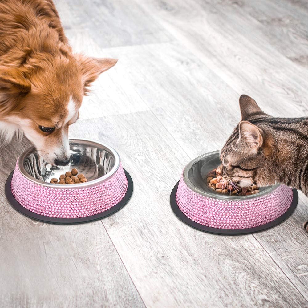 Rhinestone Cat Bowls Rhinestone Dog Bowls, Pink Cat Food Bowl