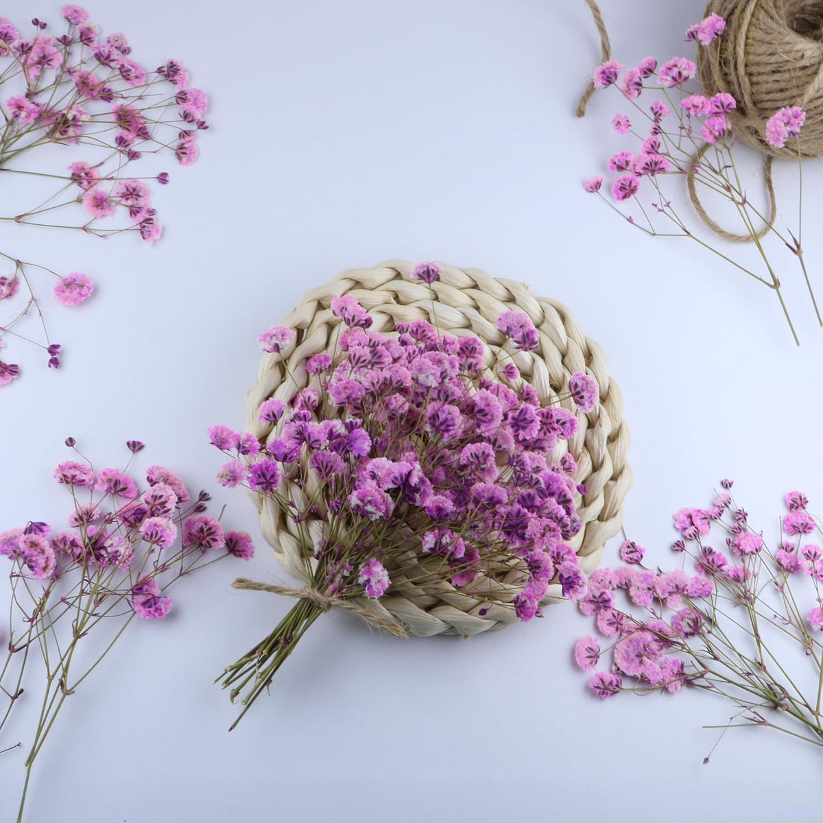 50 Pcs Pink Baby's Breath Real Dried Pressed Flowers.Vacuum-Packed Mini DriedBaby's Breath Flowe Specimen +1 Tweezers, for Resin Art /DIY Making Wedding Card/ Home Party Decor.