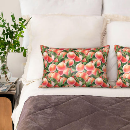 Pink Peach Fruit Cute Satin Pillowcase with Zipper for Hair and Skin Decorative Pillow Covers Queen Size 20x30 in for Bed(Without Inserts)