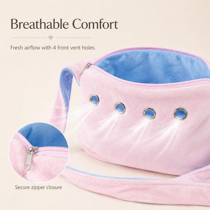 Meow&Woof Sugar Glider Bonding Pouch & Small Animal Carrier - Escape-Proof Sling for Hedgehogs, Ferrets, Hamsters Soft Critter Cuddler (10"x6", Pink)