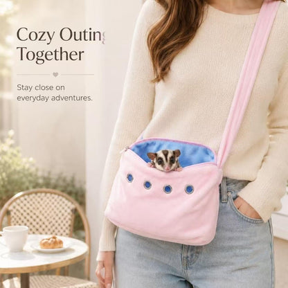 Meow&Woof Sugar Glider Bonding Pouch & Small Animal Carrier - Escape-Proof Sling for Hedgehogs, Ferrets, Hamsters Soft Critter Cuddler (10"x6", Pink)