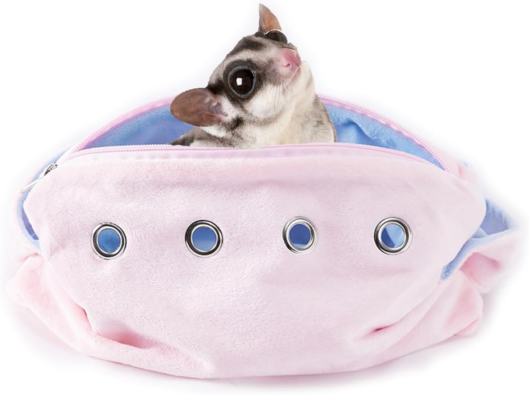 Meow&Woof Sugar Glider Bonding Pouch & Small Animal Carrier - Escape-Proof Sling for Hedgehogs, Ferrets, Hamsters Soft Critter Cuddler (10"x6", Pink)