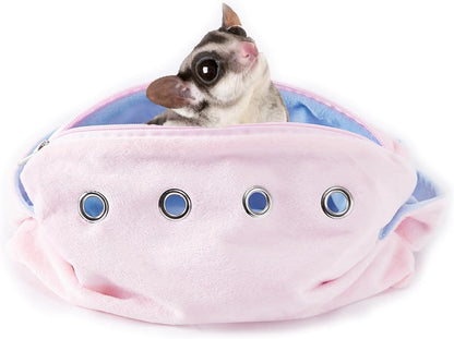 Meow&Woof Sugar Glider Bonding Pouch & Small Animal Carrier - Escape-Proof Sling for Hedgehogs, Ferrets, Hamsters Soft Critter Cuddler (10"x6", Pink)