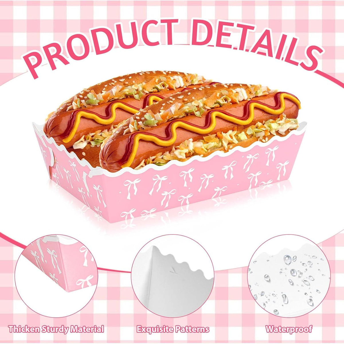 80 Pcs Pink Bow Paper Food Trays Pink Coquette Bowknot Kraft Paper Boat Trays for Birthday Wedding Baby Shower Party Decor(Tray2)
