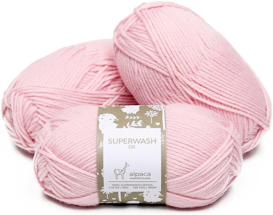 100% Superwash Wool Yarn 3 Skeins 150g DK Weight Knitting Crochet Baby Pink