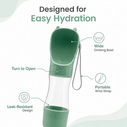 Portable Dog Water Bottle with Food Container, Leak-Resistant Travel Water Dispenser for Walking, Hiking & Travel