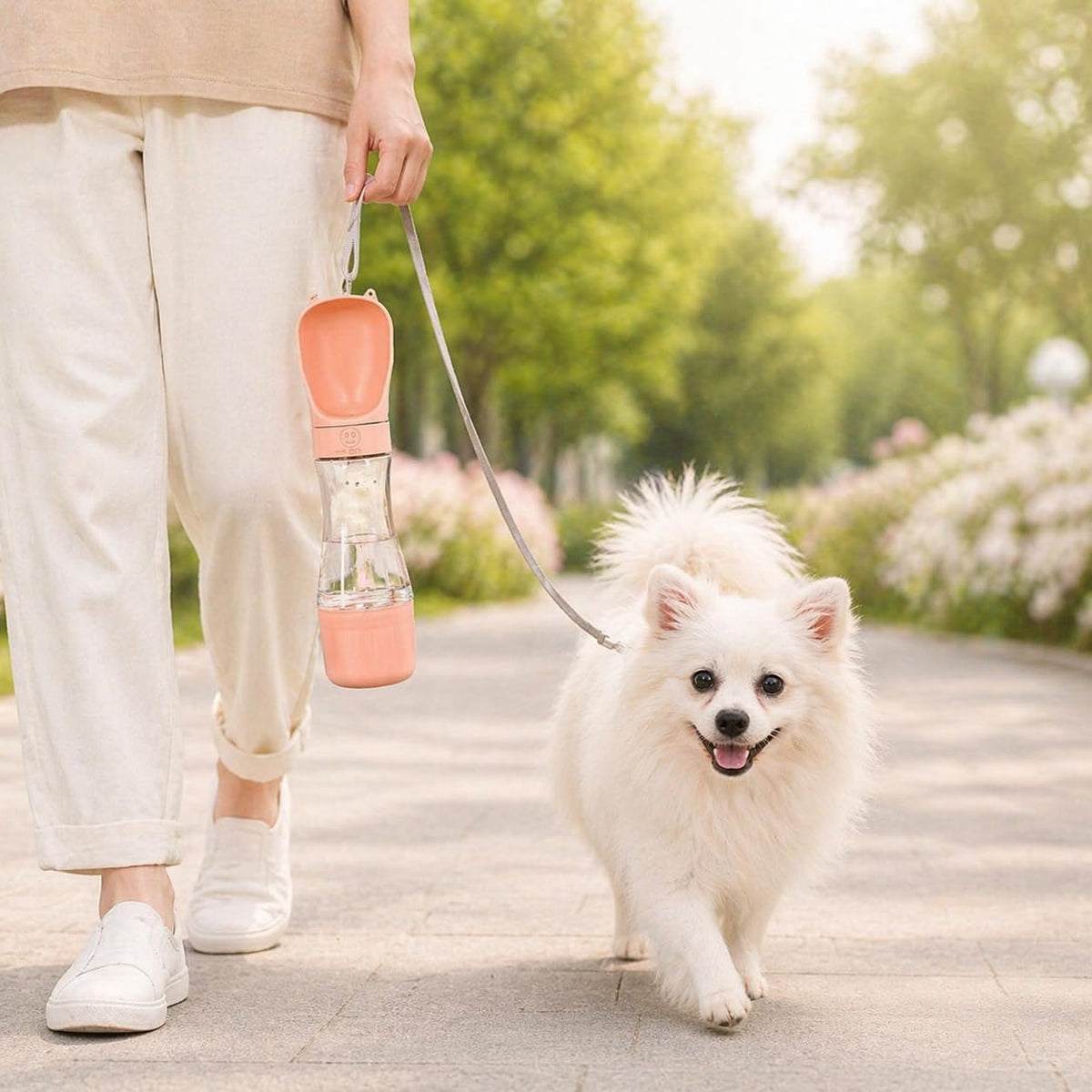 Portable Dog Water Bottle with Food Container, Leak-Resistant Travel Water Dispenser for Walking, Hiking & Travel
