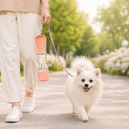 Portable Dog Water Bottle with Food Container, Leak-Resistant Travel Water Dispenser for Walking, Hiking & Travel