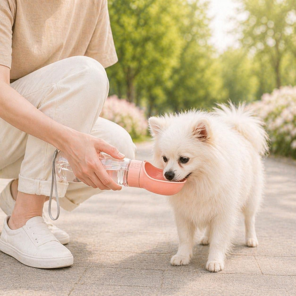 Portable Dog Water Bottle with Food Container, Leak-Resistant Travel Water Dispenser for Walking, Hiking & Travel
