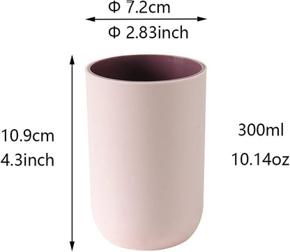 Unbreakable Reusable Drinking Cups Set of 2 Colors, Plastic Toothbrush Cup Tumblers 300 ml/10.5 oz, Dishwasher Safe (Light pink & Light gray)