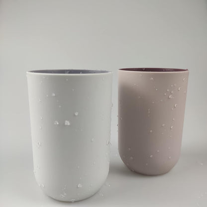 Unbreakable Reusable Drinking Cups Set of 2 Colors, Plastic Toothbrush Cup Tumblers 300 ml/10.5 oz, Dishwasher Safe (Light pink & Light gray)