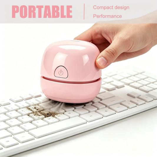 Desktop Vacuum Cleaner USB Recharging, Portable Mini Vacuum Cleaner for Cleaning Eraser Crumbs, Dust, Crumbs, Computer Keyboard and Car (Pink)