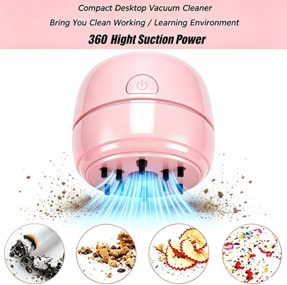 Desktop Vacuum Cleaner USB Recharging, Portable Mini Vacuum Cleaner for Cleaning Eraser Crumbs, Dust, Crumbs, Computer Keyboard and Car (Pink)