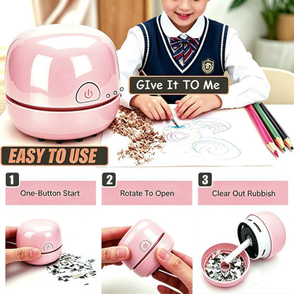 Desktop Vacuum Cleaner USB Recharging, Portable Mini Vacuum Cleaner for Cleaning Eraser Crumbs, Dust, Crumbs, Computer Keyboard and Car (Pink)