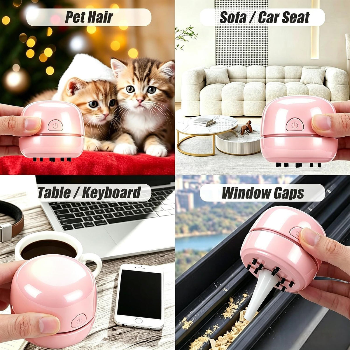 Desktop Vacuum Cleaner USB Recharging, Portable Mini Vacuum Cleaner for Cleaning Eraser Crumbs, Dust, Crumbs, Computer Keyboard and Car (Pink)