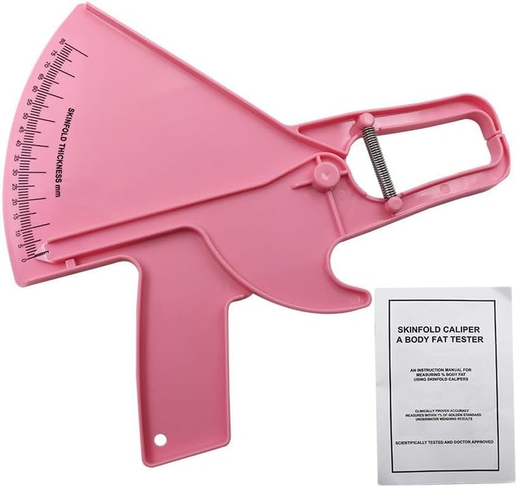 Body Fat Measurement Device,Precision Body Fat Caliper [Health & Beauty] - 80mm Skinfold Measurement, Fat% Chart + Guides for Beginners/Advanced Users(Pink,1)