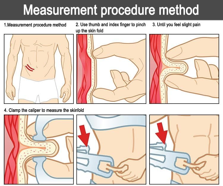 Body Fat Measurement Device,Precision Body Fat Caliper [Health & Beauty] - 80mm Skinfold Measurement, Fat% Chart + Guides for Beginners/Advanced Users(Pink,1)