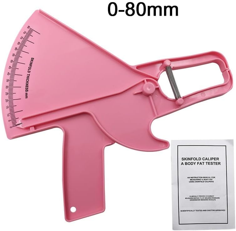 Body Fat Measurement Device,Precision Body Fat Caliper [Health & Beauty] - 80mm Skinfold Measurement, Fat% Chart + Guides for Beginners/Advanced Users(Pink,1)