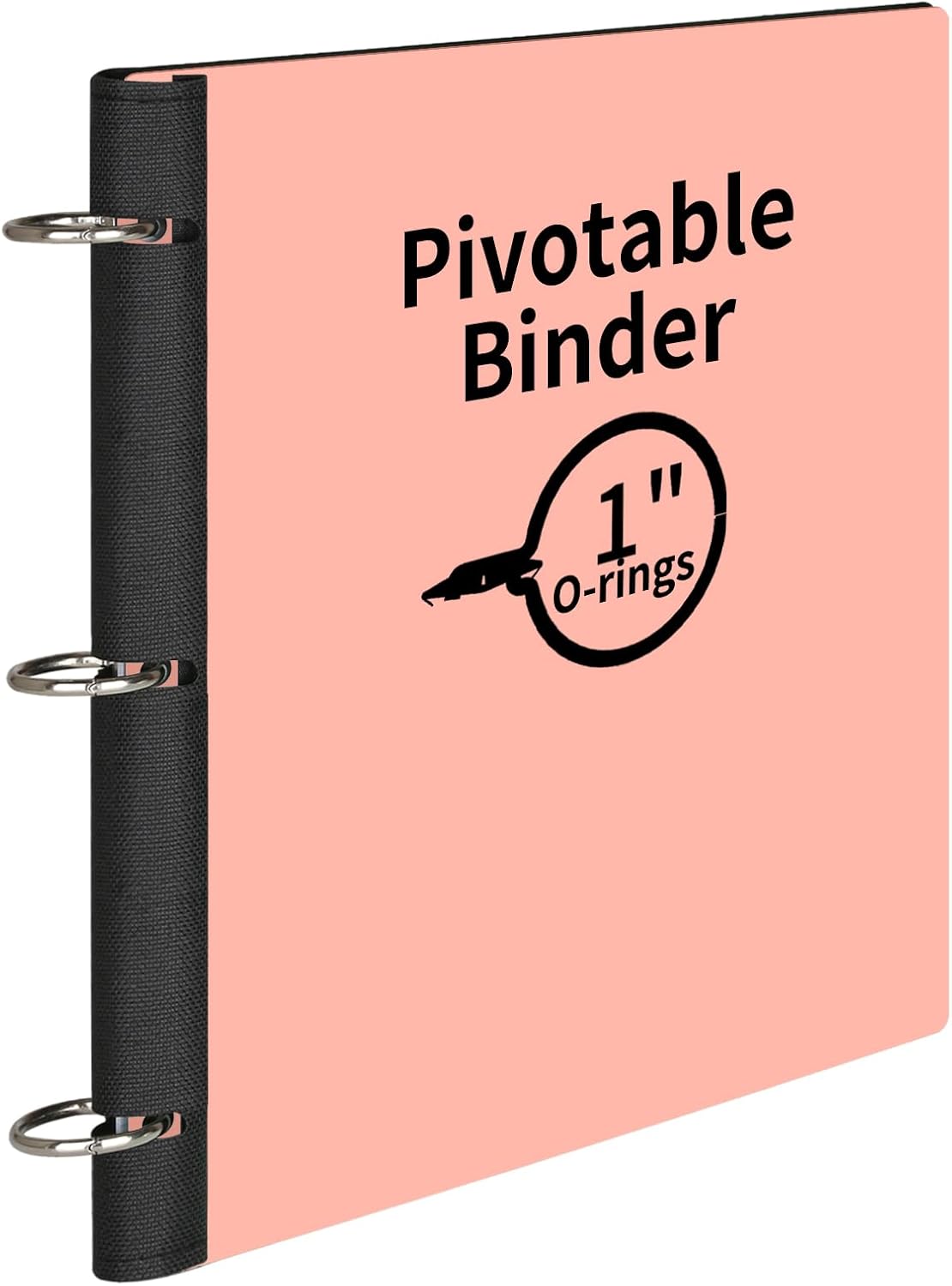 LETVPVOW 360° Pivotable 3 Ring Binder, Soft 1 inch Binders 3 Ring, Flexible Thin Soft Three Ring Binder Fits 8.5" x 11", for Home, School and Office-Pink