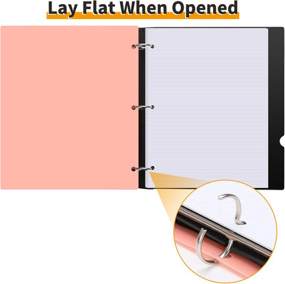 LETVPVOW 360° Pivotable 3 Ring Binder, Soft 1 inch Binders 3 Ring, Flexible Thin Soft Three Ring Binder Fits 8.5" x 11", for Home, School and Office-Pink